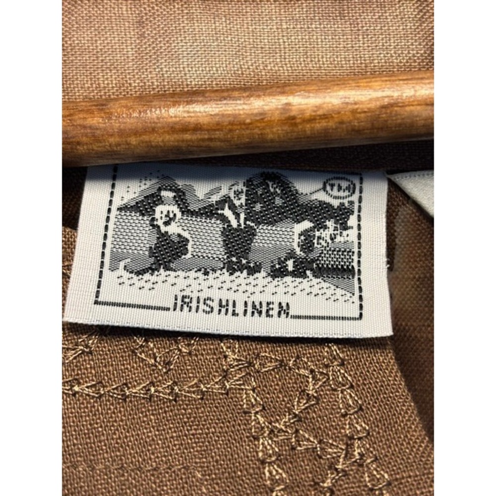 Nikki Valenti Womens 100% Irish Linen 2 Piece Pant Set Brown Embroidered Size 16 - Picture 4 of 13